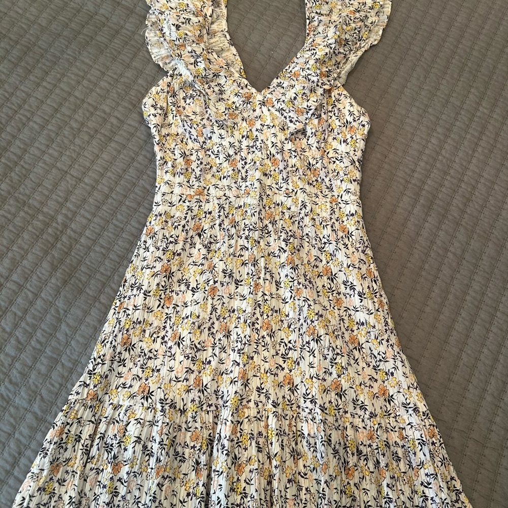 MINKPINK Cream Maxi Dress with Yellow & Purple Floral Print